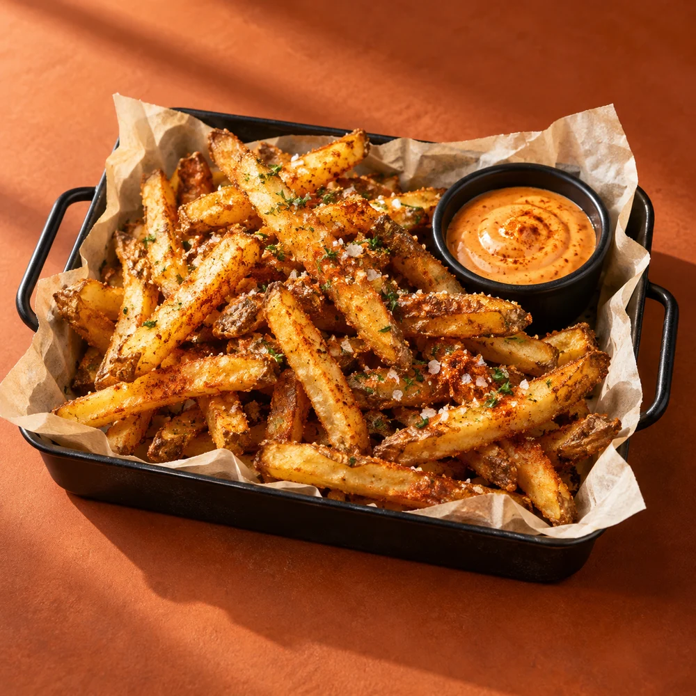 Golden, seasoned fries